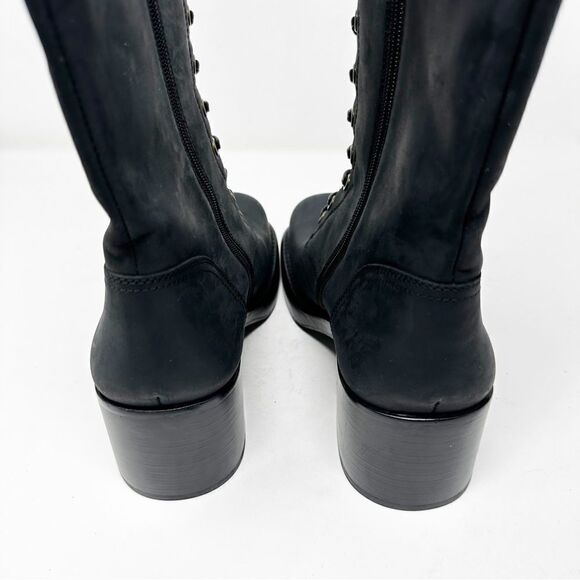 Jeffery Campbell Tyro Black Distressed Knee High Boots Size 8.5 Lace Up - Picture 7 of 10